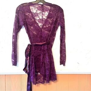 Dreamgirl Sheer Lace Wrap Chemise with Waist Sash Size Small